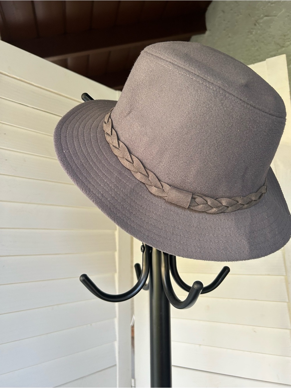 Men's Wool Fedora Hat with Braided Band - Gray
